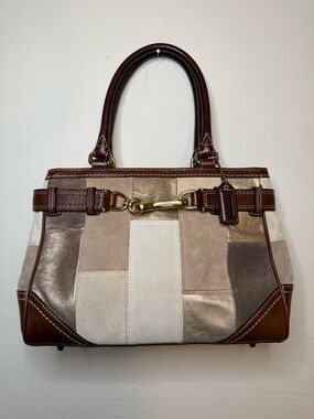 Vintage Coach Leather Patchwork Satchel - Mosaic Hampton Suede {F11218}